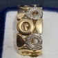 Ladies 9ct Yellow Gold Clear Stones Circle Pattern Ring
