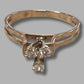 LADIES 9CT YELLOW GOLD RING HIGH SET w 3 CLEAR STONES