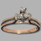 LADIES 9CT YELLOW GOLD RING HIGH SET w 3 CLEAR STONES
