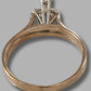 LADIES 9CT YELLOW GOLD RING HIGH SET w 3 CLEAR STONES