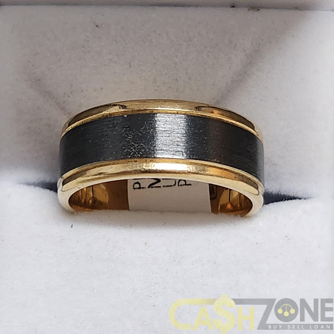 Men's 9ct Yellow Gold & Zirconium Ring