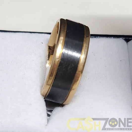 Men's 9ct Yellow Gold & Zirconium Ring