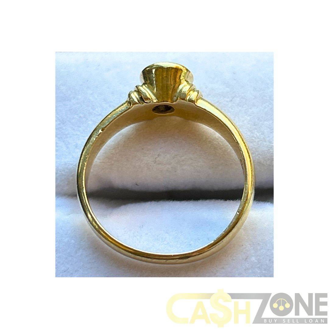 18CT Ladies Yellow Gold Ring W/1 Clear Stone