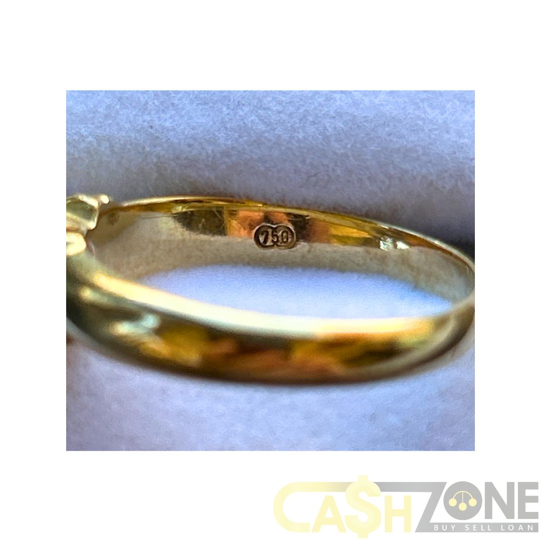 18CT Ladies Yellow Gold Ring W/1 Clear Stone