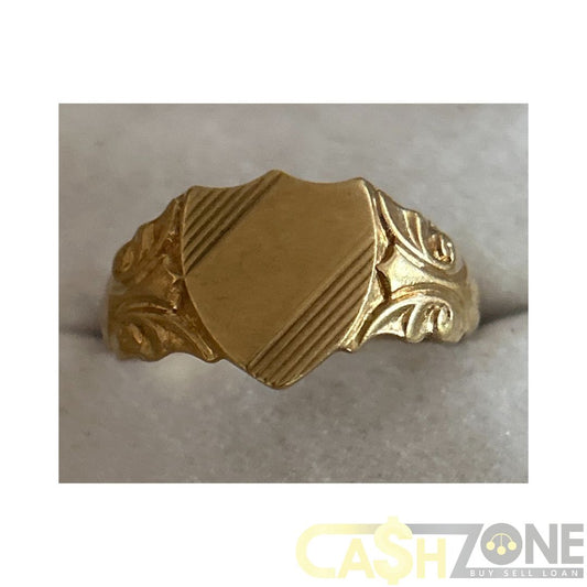 9CT Yellow Gold Men's Shield Signet Ring