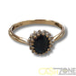 9CT Yellow Gold Ladies Ring W/Black Stone