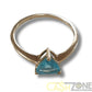 9CT Yellow Gold Ladies Ring W/ Blue Triangle Stone