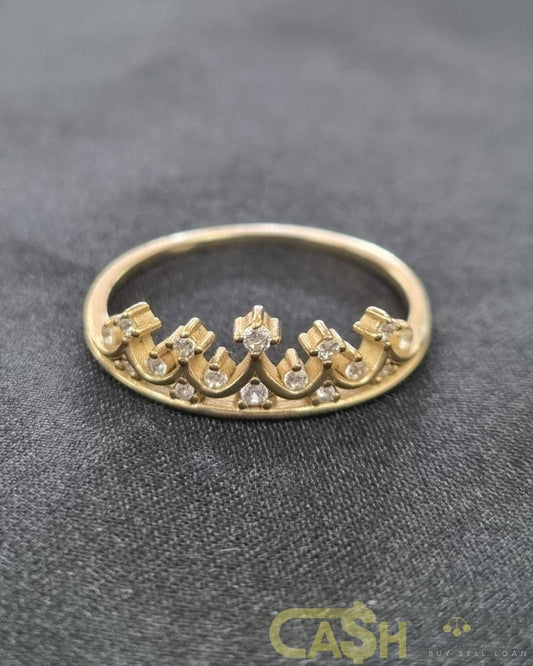 Ladies 9ct Yellow Gold Tiara Ring With Clear Stones