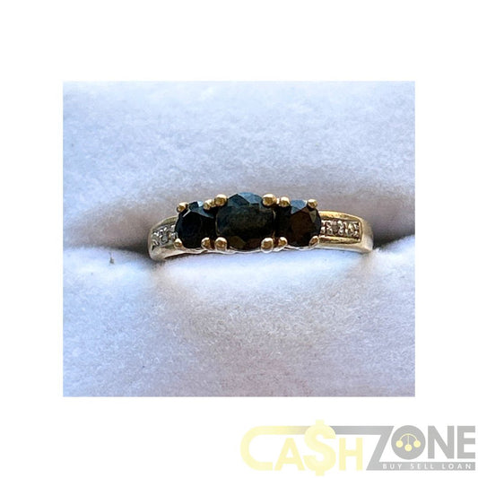 Ladies 9ct Yellow Gold Black Stone Ring