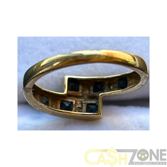 Ladies 9ct Yellow Gold Black & Clear Stone Ring
