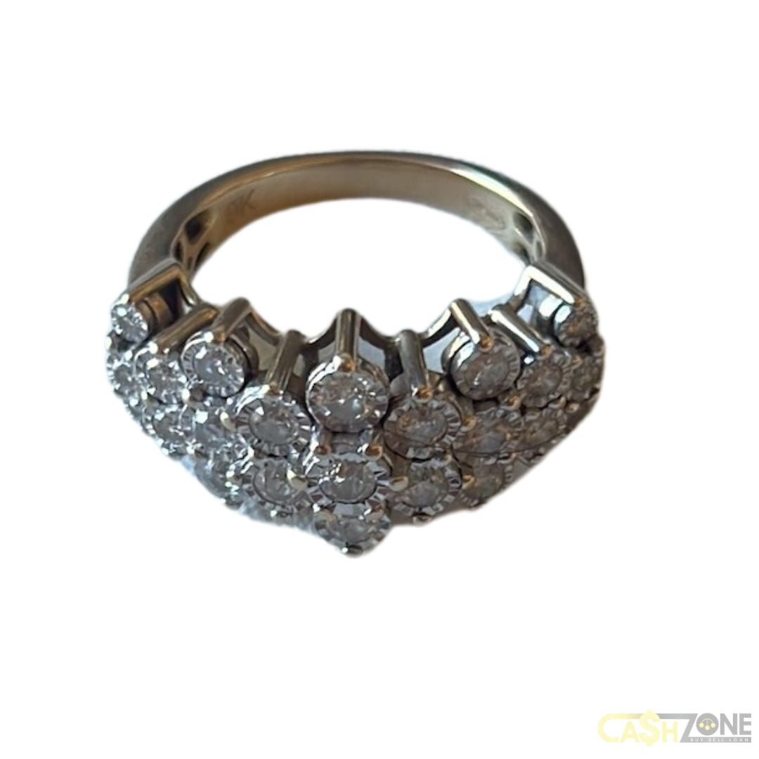 9CT Yellow Gold Ladies Ring with Diamonds Cluster