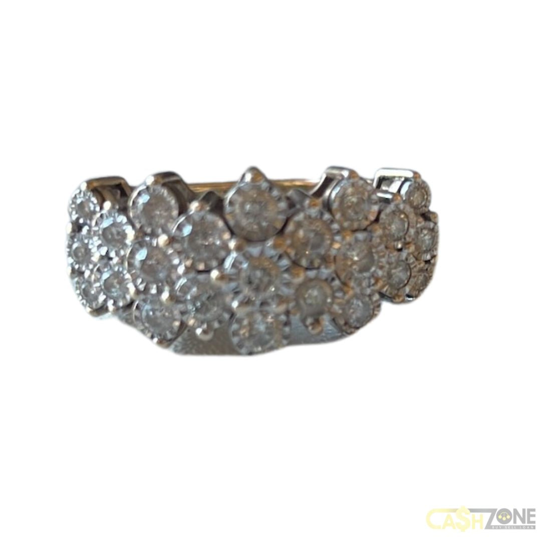 9CT Yellow Gold Ladies Ring with Diamonds Cluster