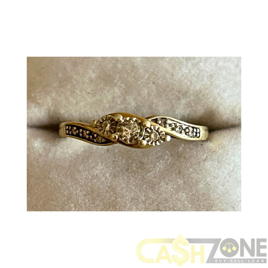 Ladies 9ct Yellow Gold Clear Stone Ring