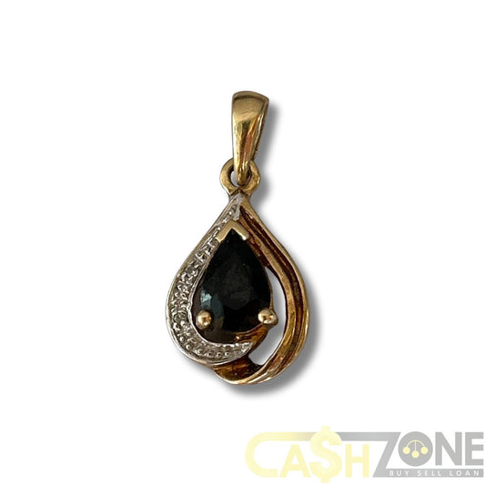 9CT Yellow Gold Pendant With Black Stone