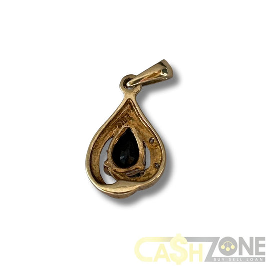 9CT Yellow Gold Pendant With Black Stone