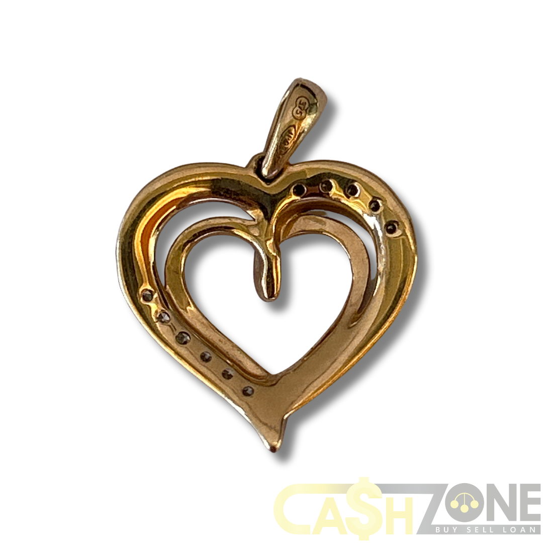 9CT Yellow Gold Heart Shaped Pendant