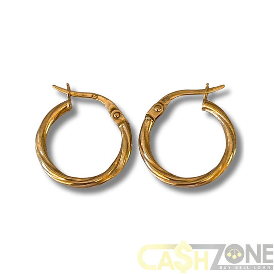 9CT Yellow Gold Ladies Twist Hoop Earrings
