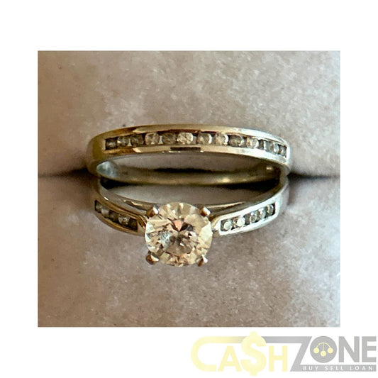Ladies 9ct White Gold Clear Stone Bridal Set