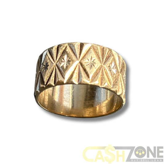 9CT Yellow Gold Patterned Ladies Ring