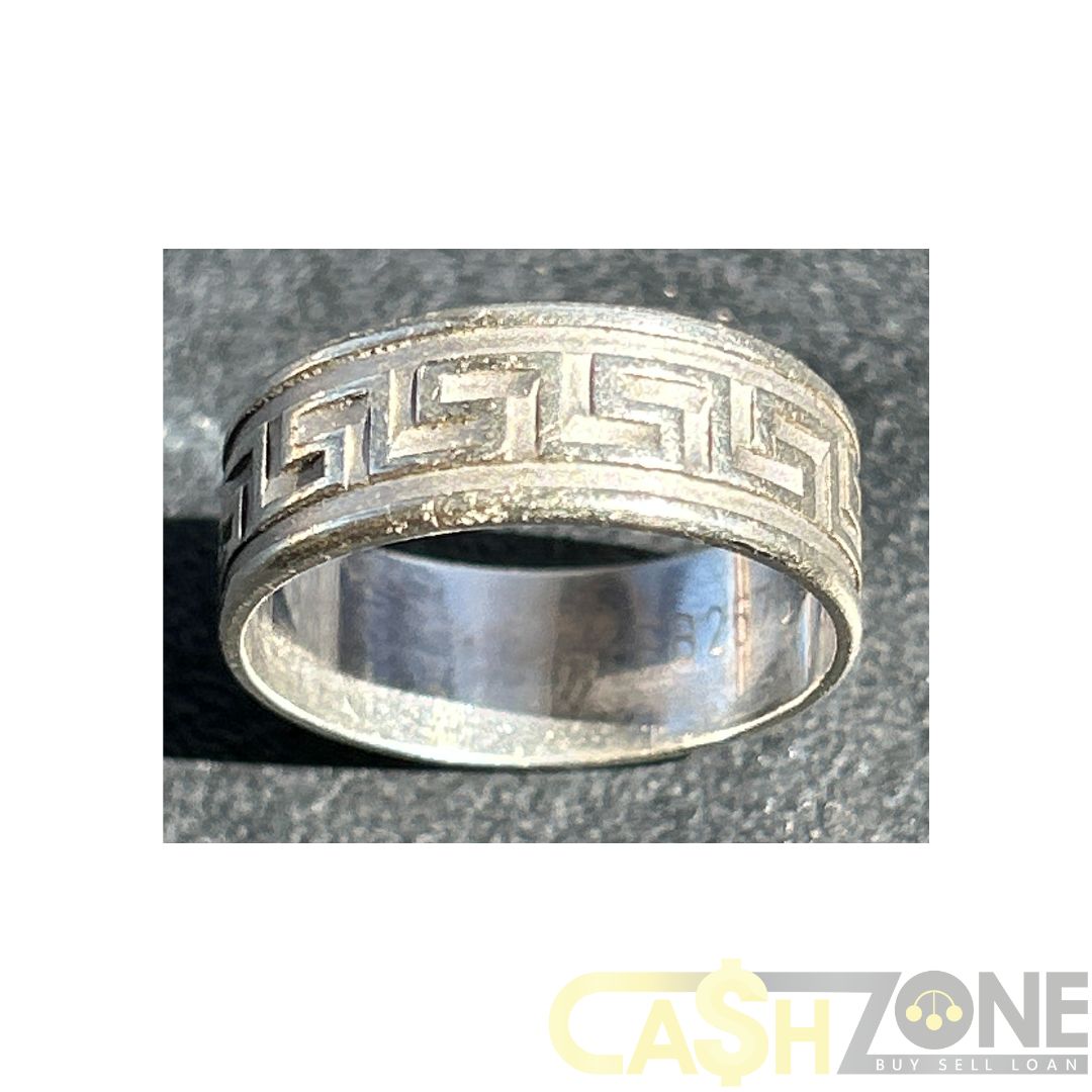 9CT White Gold Men's Patterned Ring