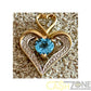 9CT Yellow/White Gold Heart Pendant W/ Blue Stone