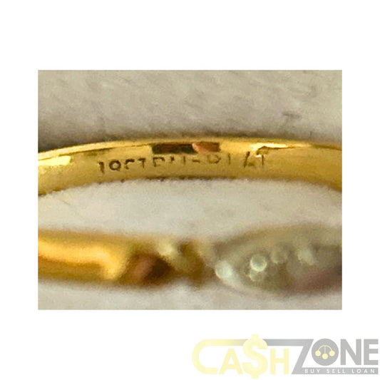18CT Ladies Yellow Gold Ring W/ Large Clear Stone