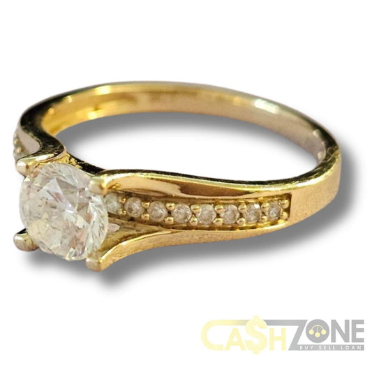 9CT Ladies Yellow Gold Ring w/ Clear Stones