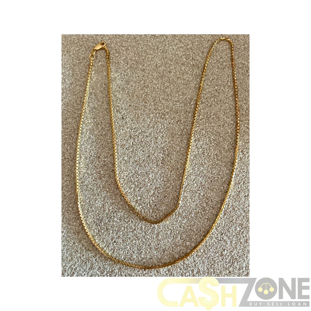 14CT Unisex Yellow Gold 70cm Box Chain Necklace