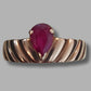 Ladies 9ct Yellow Gold Red Solitaire Ring