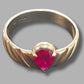 Ladies 9ct Yellow Gold Red Solitaire Ring