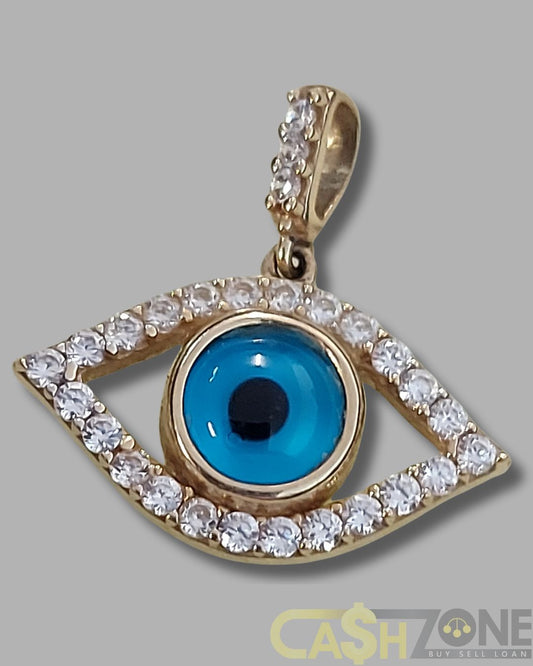 9ct Yellow Gold Blue Eye Pendant