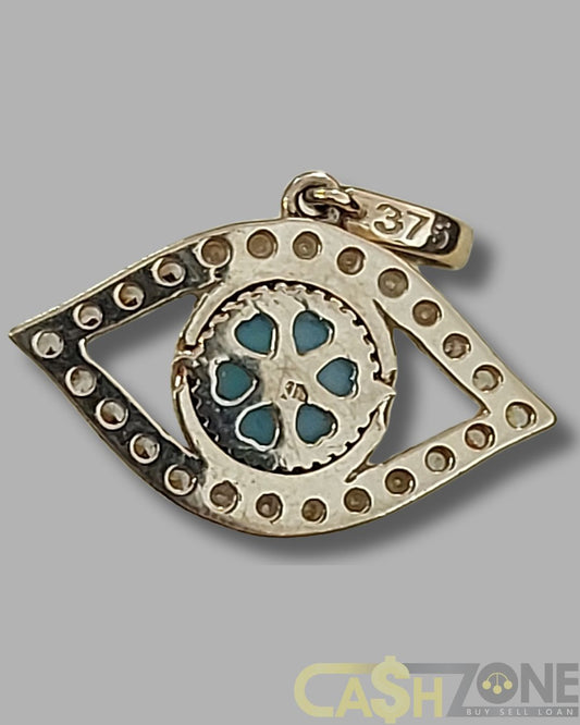 9ct Yellow Gold Blue Eye Pendant