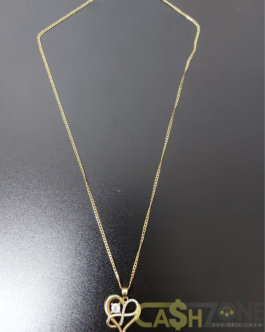 Ladies 9ct Yellow Gold Chain With Infinity Heart Pendant