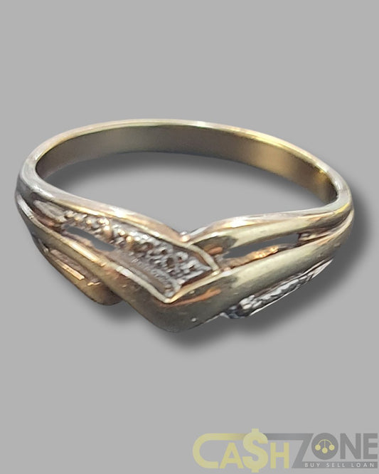 Ladies 9ct Yellow Gold Cross Over Ring