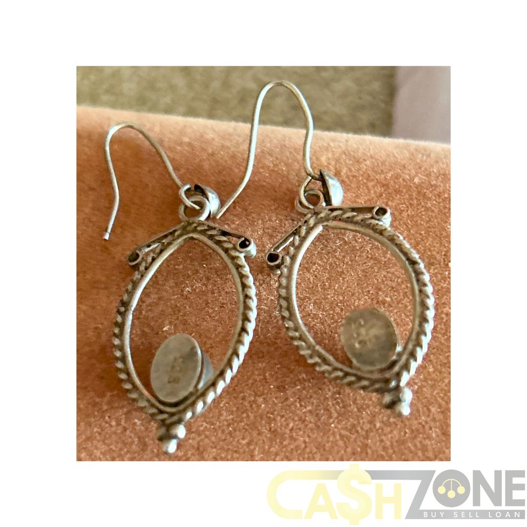 Ladies Silver Oval Earrings