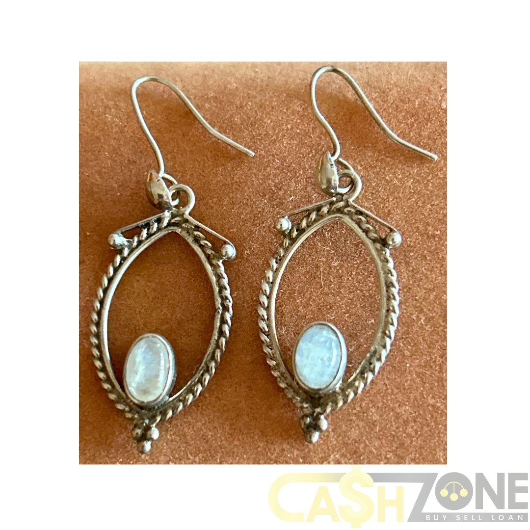 Ladies Silver Oval Earrings