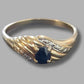 Ladies 9ct Yellow Gold Two Tone Black Stone Ring