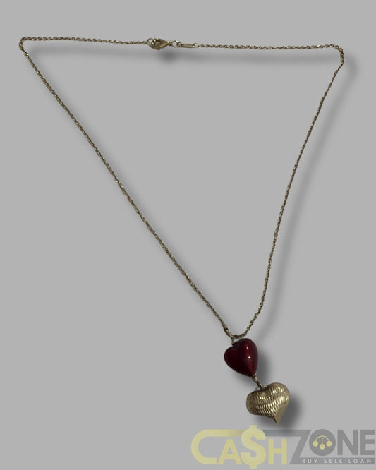 Ladies 9ct Yellow Gold Necklace With Heart Pendants