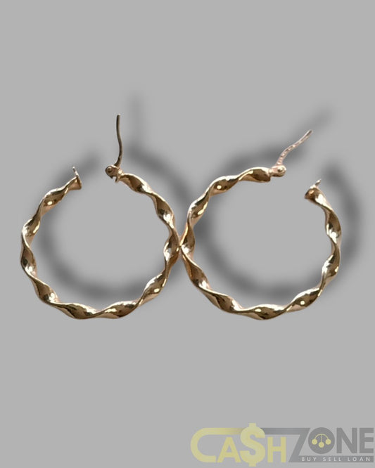 Ladies 9ct Yellow Gold Twist Hoop Earrings
