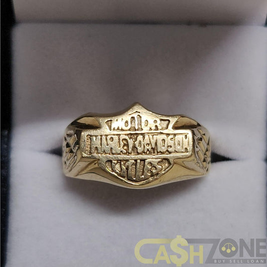 Men's 9ct Yellow Gold Harley Davidson Motorcycles Ring