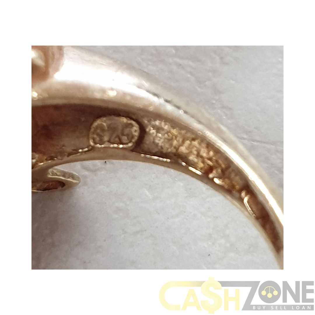 Ladies 9ct Yellow Gold Dolphin Ring W/Clear Stone