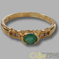 Ladies 18ct Yellow Gold Ring W/Green & Clear Stones