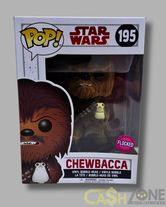 Star Wars #195 Chewbacca with Porg Bobblehead Flocked Funko Pop Vinyl