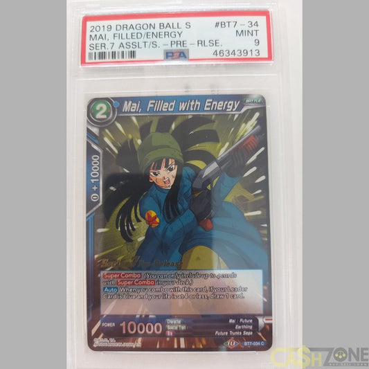 2019 Mai Filled With Energy #BT7-034 C Series 7 Pre-Release PSA 9 Mint