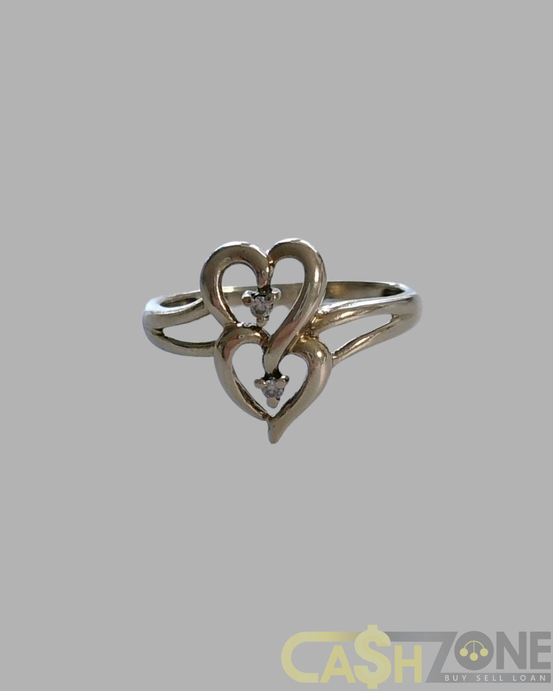Ladies 9ct Yellow Gold Ring With Double Heart