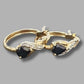 Ladies 9ct Yellow Gold Black Stone Earrings