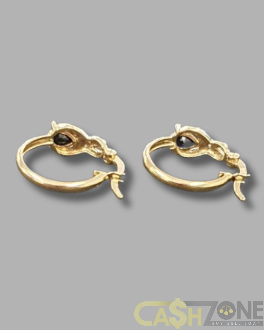 Ladies 9ct Yellow Gold Black Stone Earrings