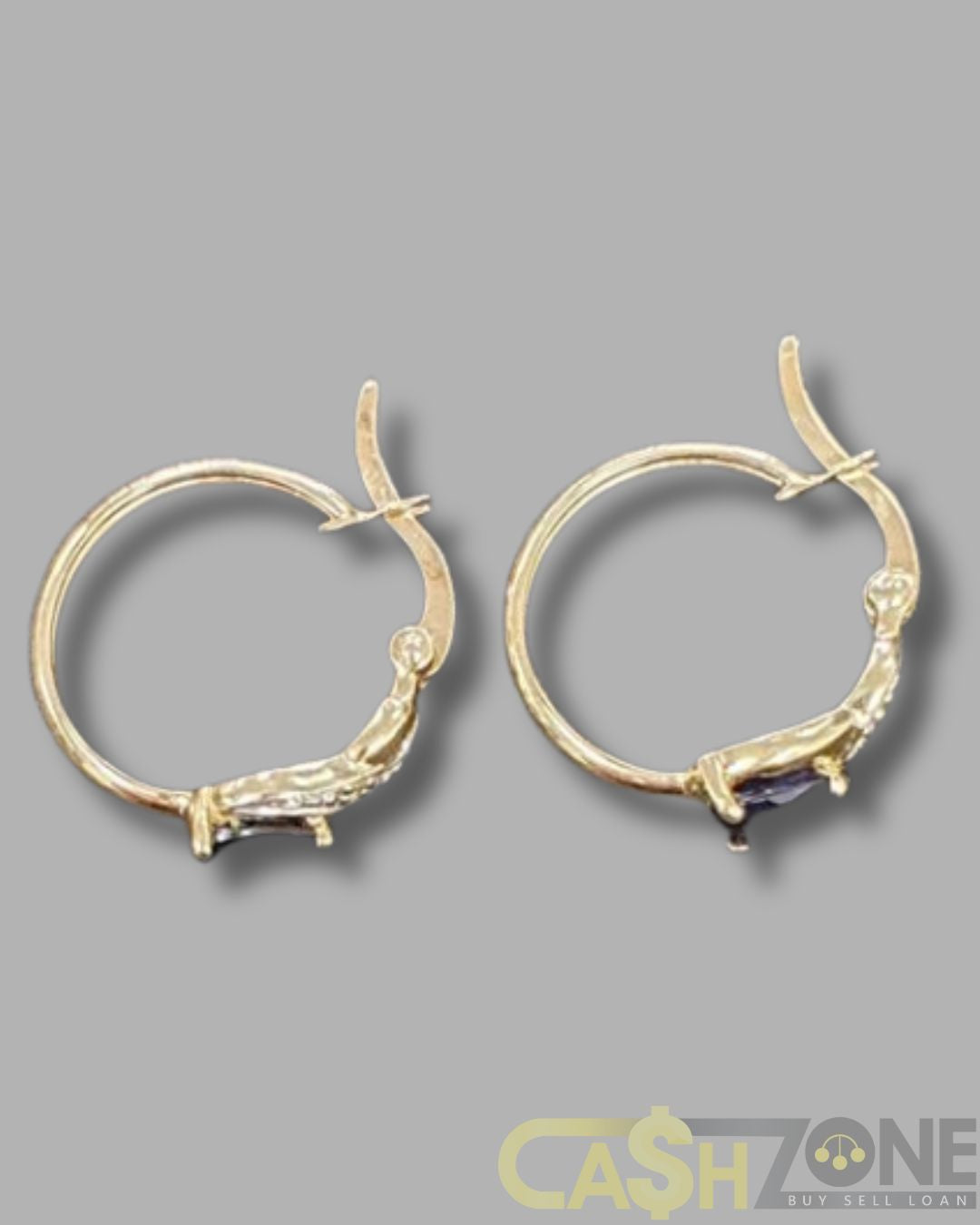 Ladies 9ct Yellow Gold Black Stone Earrings