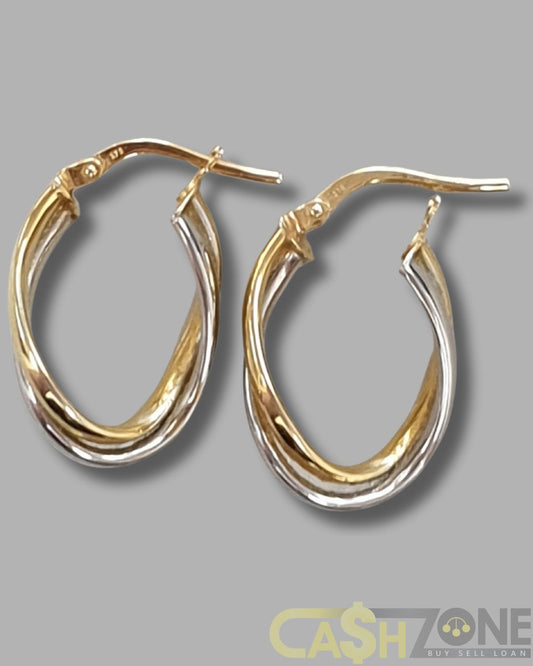 Ladies 9ct Yellow & White Gold Earrings