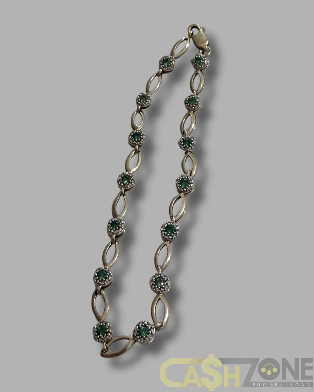 Ladies 10ct Yellow Gold Green Stone Bracelet